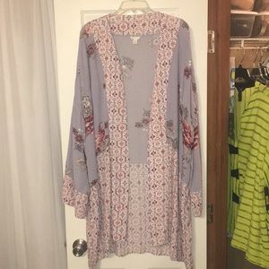 Purple with wine flowers kimono type top